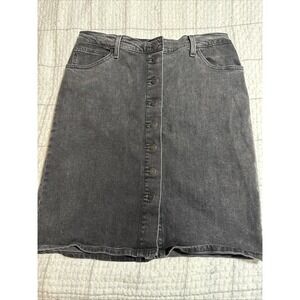 Levi's Button Front Black Denim Skirt Womens 31 (10/12) 21" Length Vintage Y2K